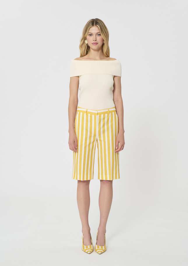 Sasha Shorts yellow striped linen and cotton Mimosa TARA JARMON CH