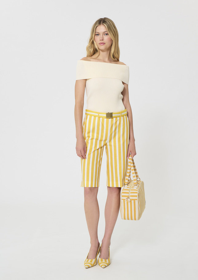Sasha Shorts yellow striped linen and cotton Mimosa TARA JARMON CH