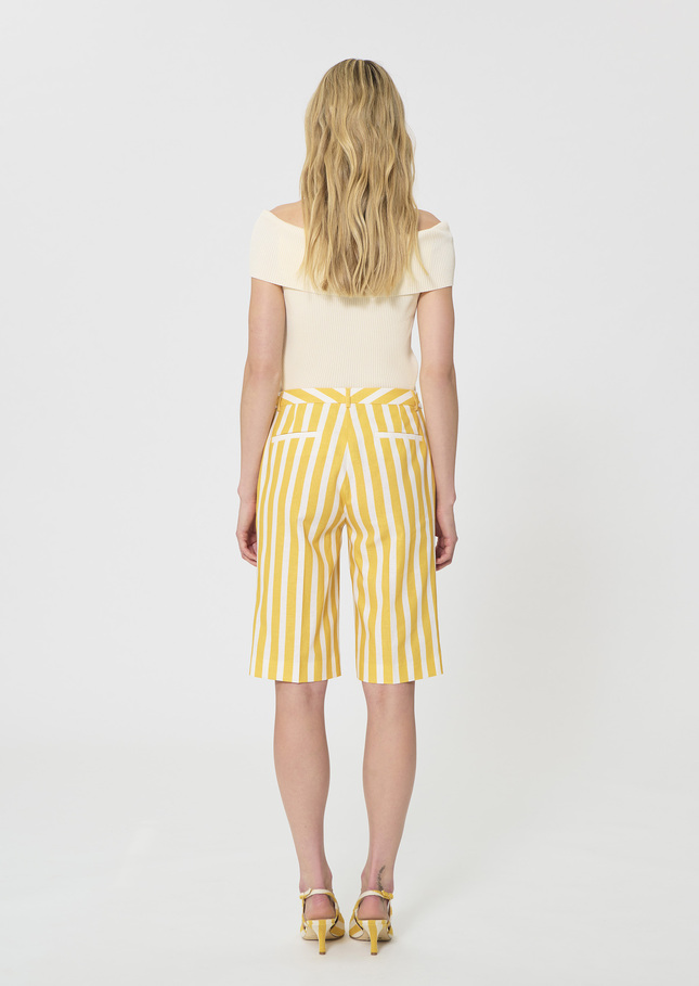 Sasha Shorts yellow striped linen and cotton Mimosa TARA JARMON CH