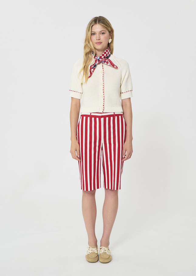 Sasha Shorts red striped linen and cotton Cerise TARA JARMON CH