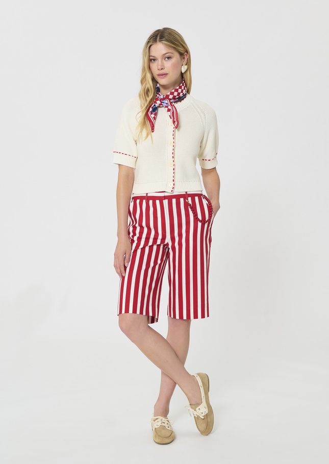 Sasha Shorts red striped linen and cotton Cerise TARA JARMON CH