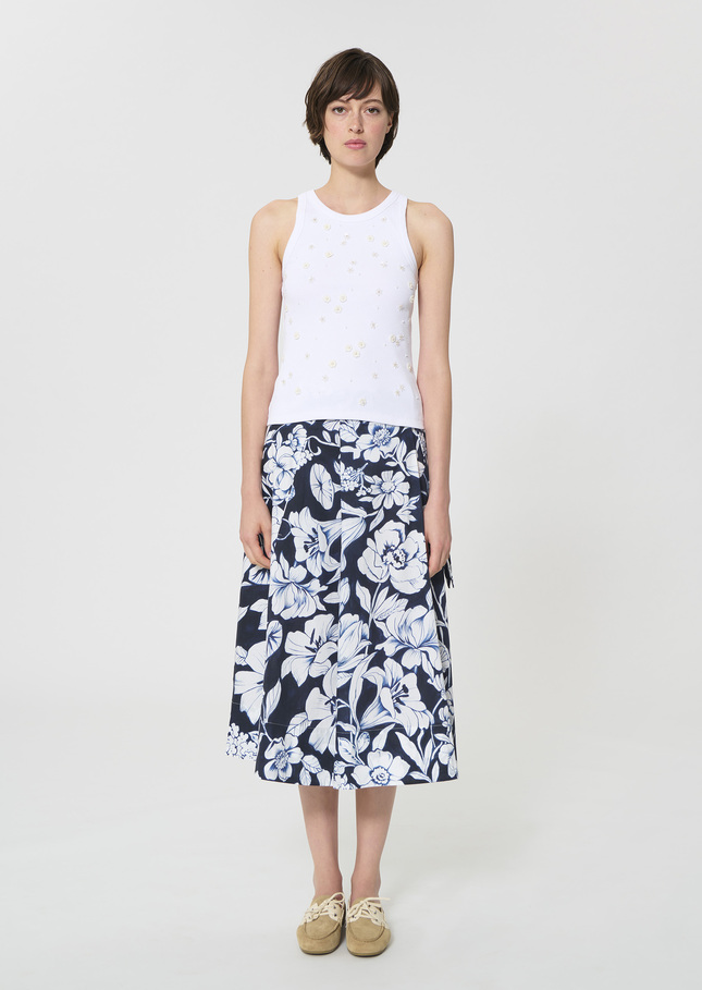 Tash tank top white embroidered cotton White TARA JARMON CH