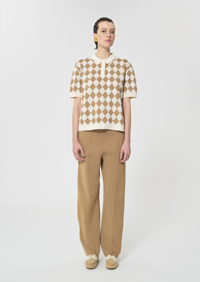 Polo Tomaso beige jacquard Miel TARA JARMON CH