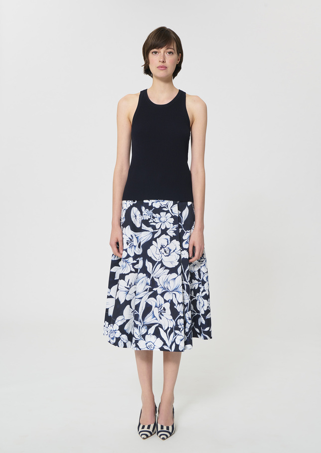 Trish tank top midnight blue ribbed knit Night TARA JARMON CH