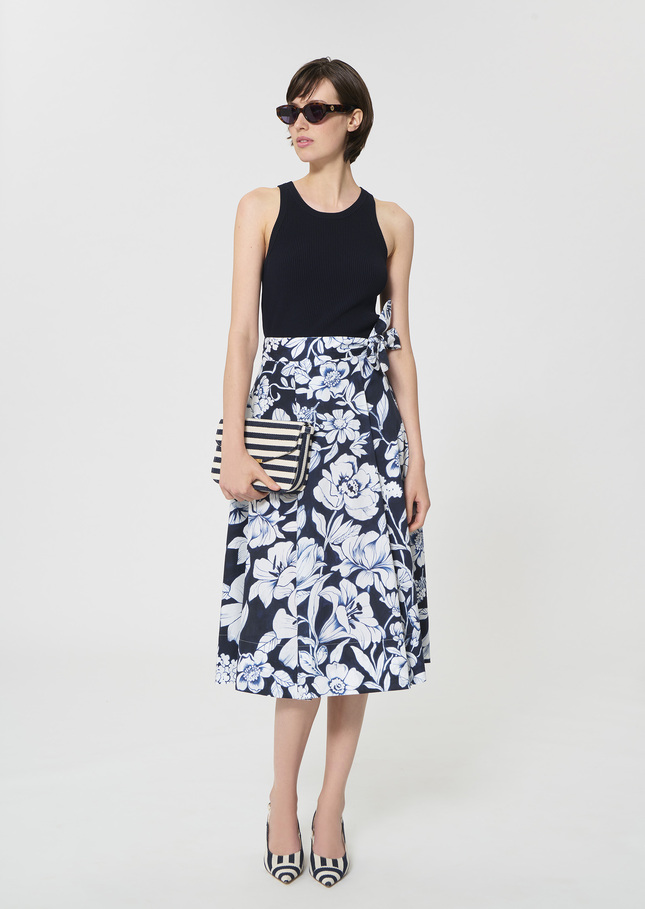 Trish tank top midnight blue ribbed knit Night TARA JARMON CH