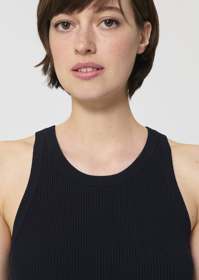 Trish tank top midnight blue ribbed knit Night TARA JARMON CH
