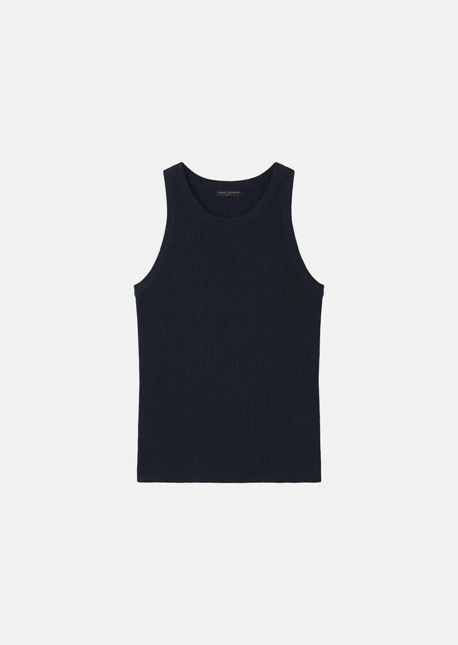 Trish tank top midnight blue ribbed knit Night TARA JARMON CH