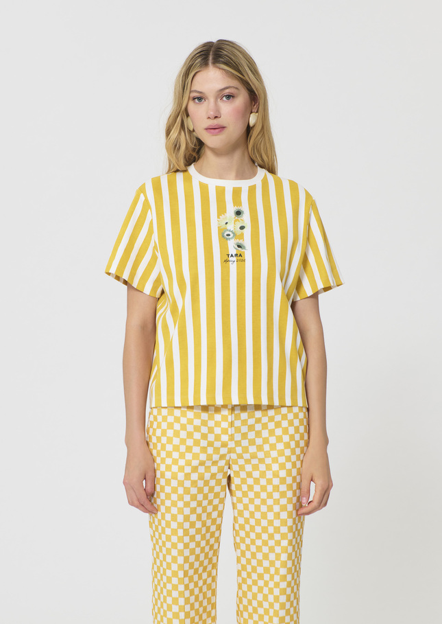 Tarastripe T-shirt yellow striped jersey Mimosa TARA JARMON CH