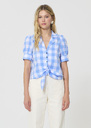 Côme shirt sky blue in gingham in poplin Horizon TARA JARMON CH