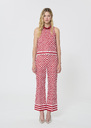 Pietro Pants red checkered pattern linen Cerise TARA JARMON CH
