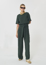 Pia Pants dark green in fluid crepe Vert anglais TARA JARMON CH