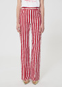 Prosper Trousers red striped linen and cotton Cerise TARA JARMON CH