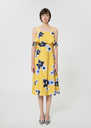 Rosace Dress yellow floral print linen and cotton Mimosa TARA JARMON CH