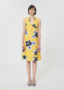 Raffia Dress yellow floral print linen and cotton Mimosa TARA JARMON CH