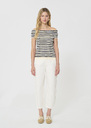 Twist T-shirt navy blue with ribbed knit stripes Night TARA JARMON CH