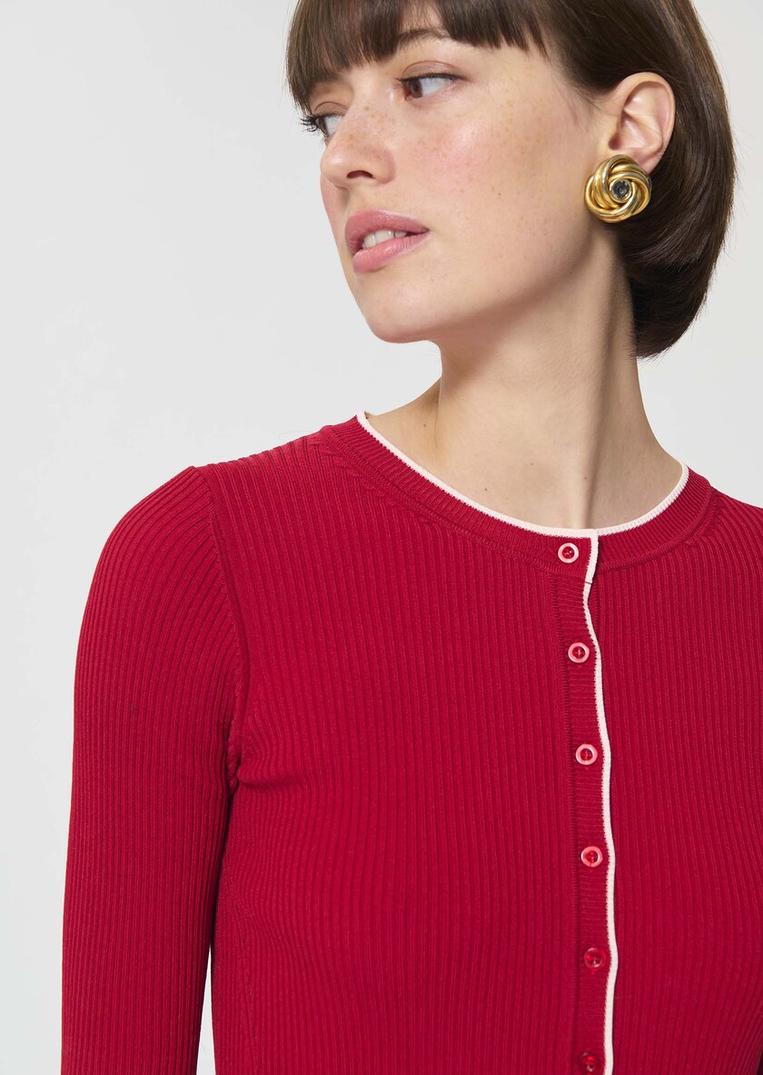 Gipsy Vest red ribbed knit Cerise TARA JARMON CH