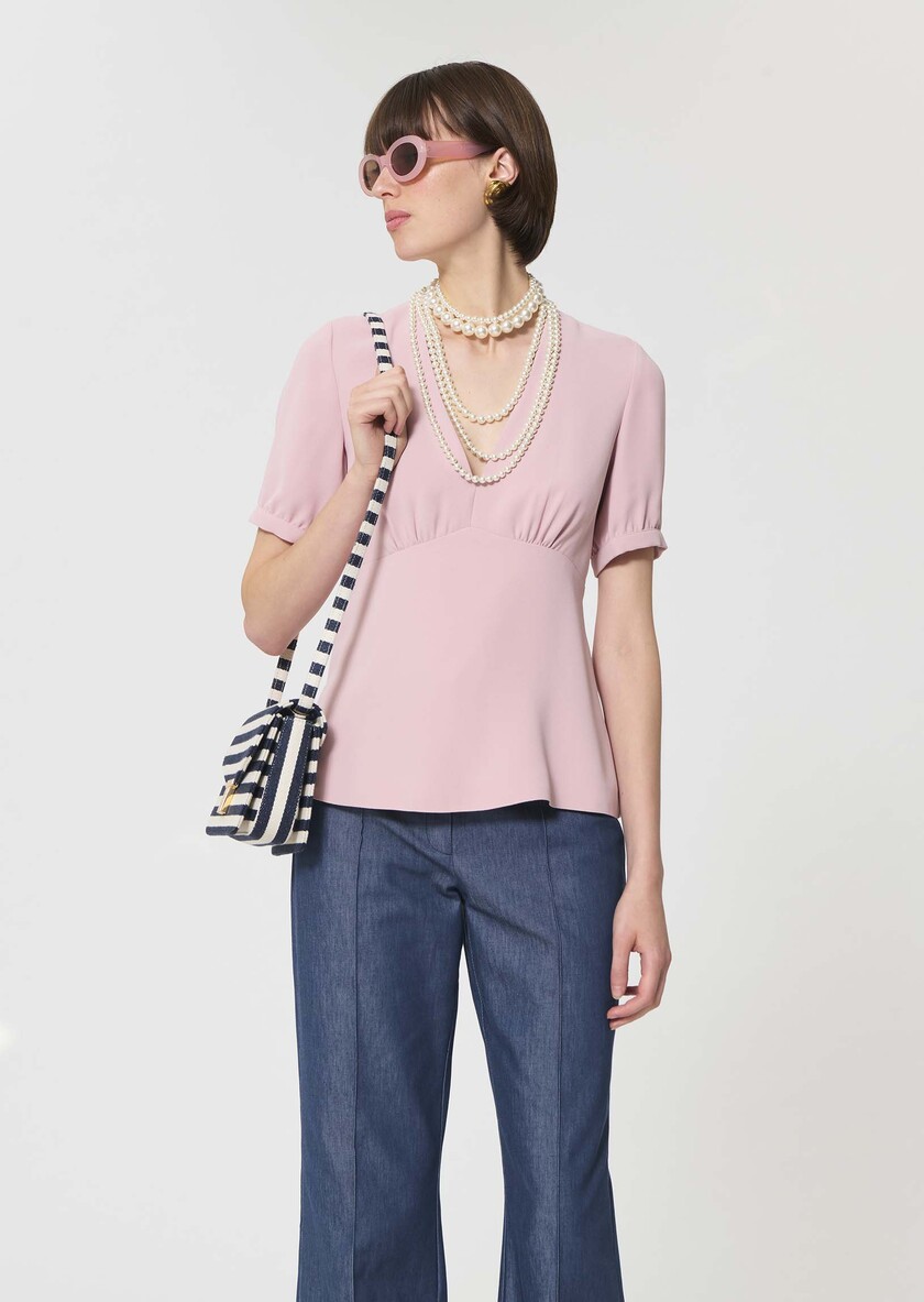 Top Tessa pale pink in fluid crepe Blush TARA JARMON CH