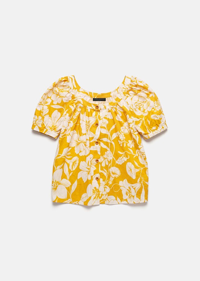 Capucine Shirt yellow floral print poplin Mimosa TARA JARMON CH
