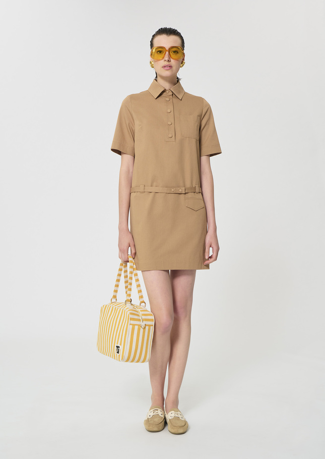 Rivy Dress beige cotton garbardine Miel TARA JARMON CH