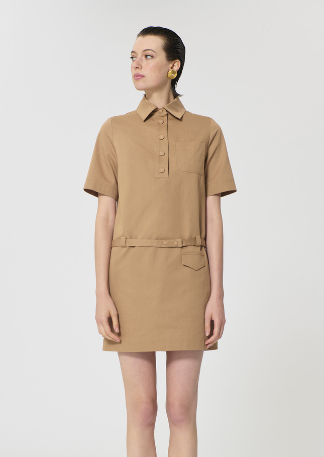 Rivy Dress beige cotton garbardine Miel TARA JARMON CH