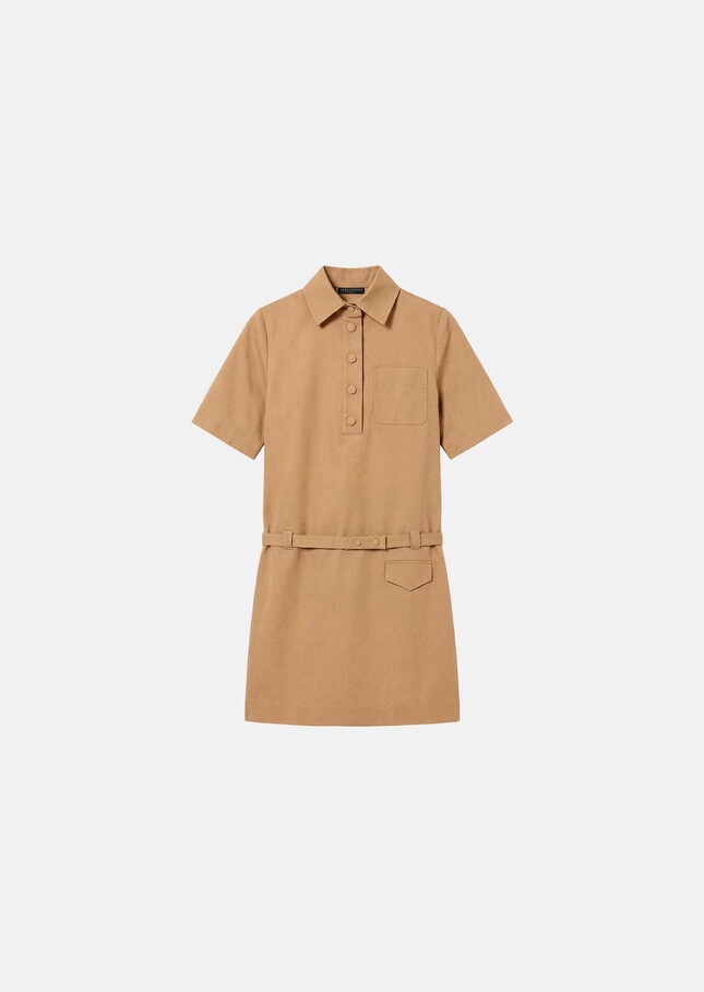 Rivy Dress beige cotton garbardine Miel TARA JARMON CH