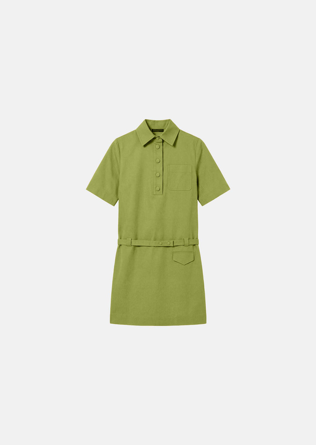 Rivy Dress green cotton gabardine Pomme TARA JARMON CH