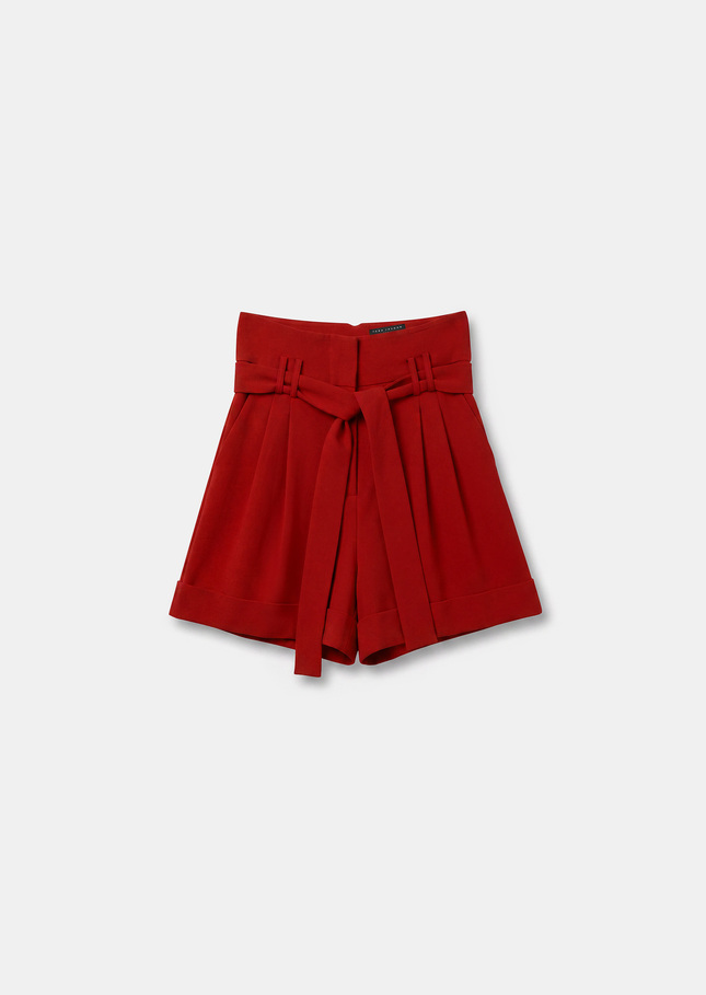 Short Shia red in fluid crepe Cerise TARA JARMON CH