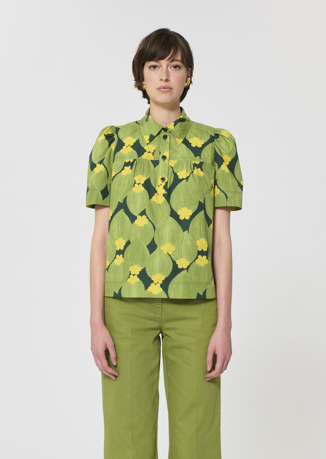 Top Tom dark green floral print Vert anglais TARA JARMON CH