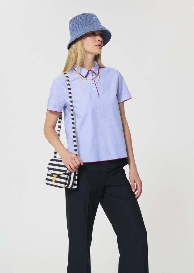 Top Tennis blue with thin cotton stripes Blue TARA JARMON CH