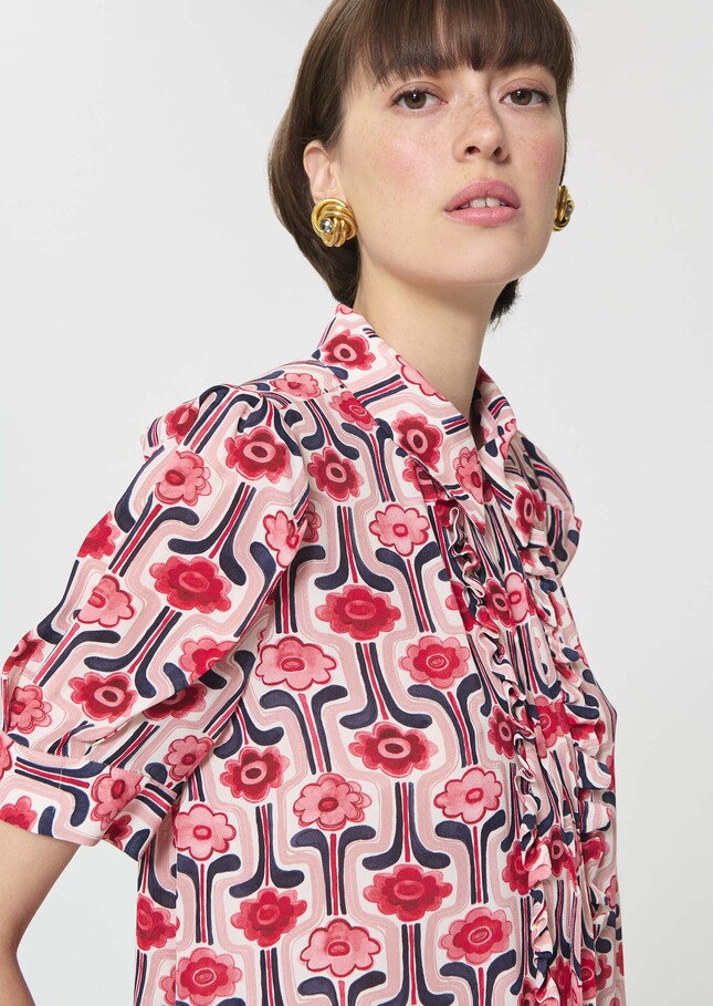 Top Theodora pale pink retro print Blush TARA JARMON CH