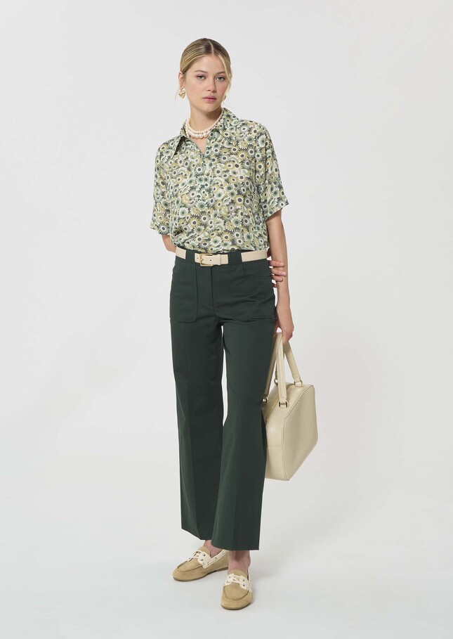Top Tonina green floral print Vert anglais TARA JARMON CH