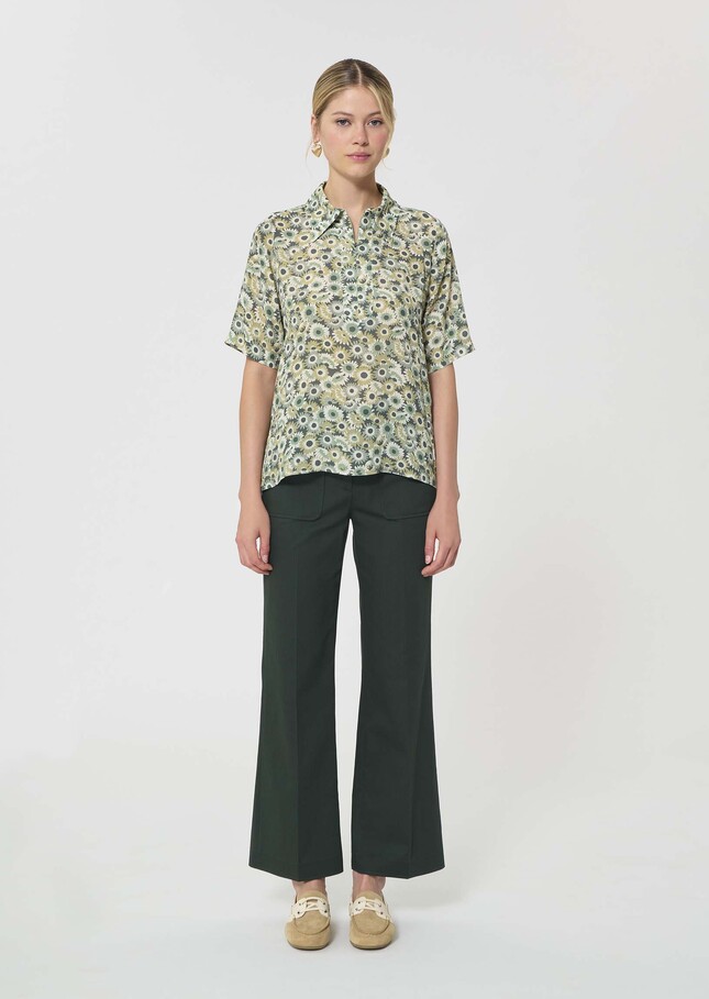 Top Tonina green floral print Vert anglais TARA JARMON CH