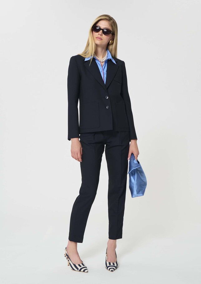 Valy Jacket midnight blue powder-grain canvas Night TARA JARMON CH