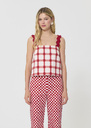 Top Thaddeo red checkered cotton Cerise TARA JARMON CH