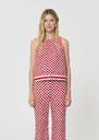 Top Tiffany red checkered pattern linen Cerise TARA JARMON CH