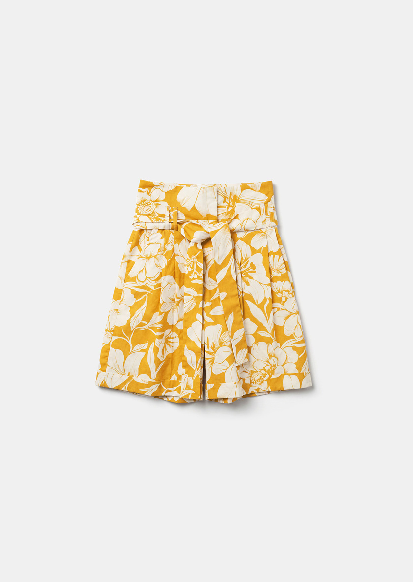 Short Shia yellow floral print poplin Mimosa TARA JARMON CH