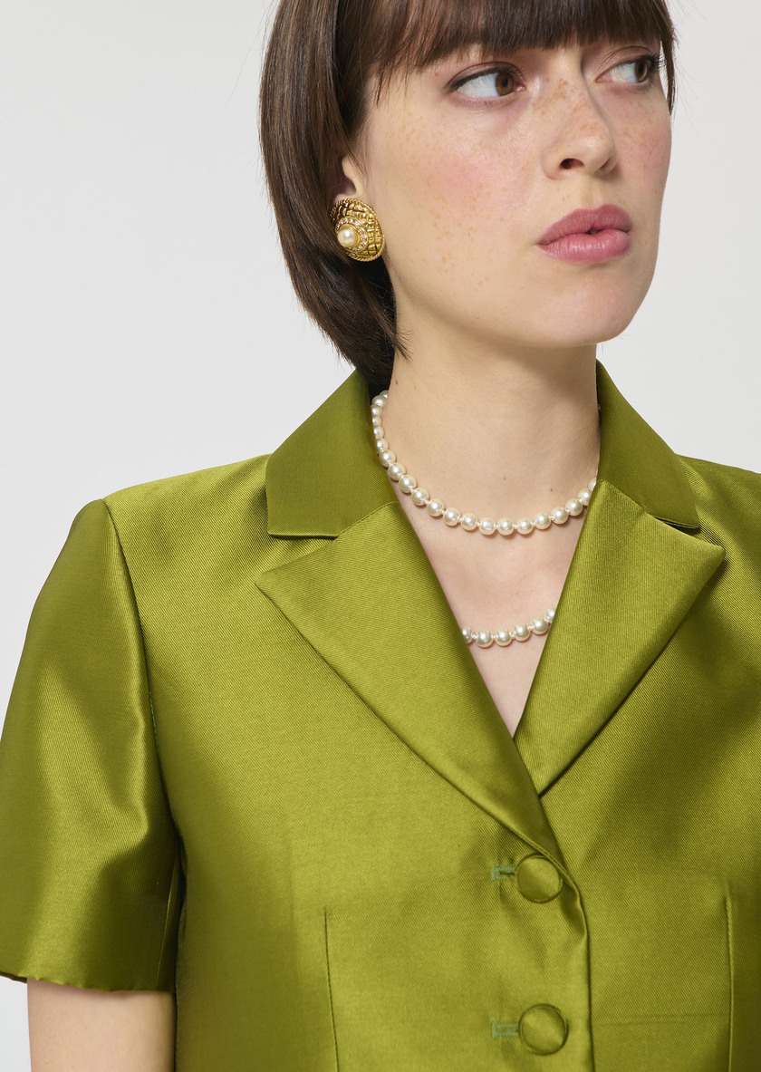 Victoire Jacket green duchess satin Anis TARA JARMON CH
