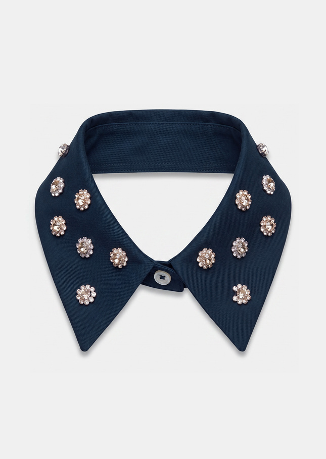 Antoinette detachable collar navy blue embroidered Night TARA JARMON CH