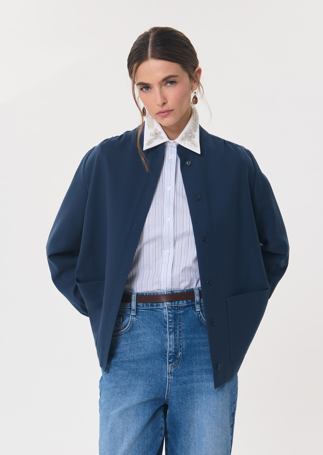 Carmen shirt sky blue and white striped White TARA JARMON CH
