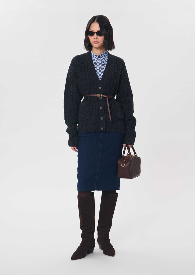 Jane Skirt midi in raw blue denim Brut TARA JARMON CH