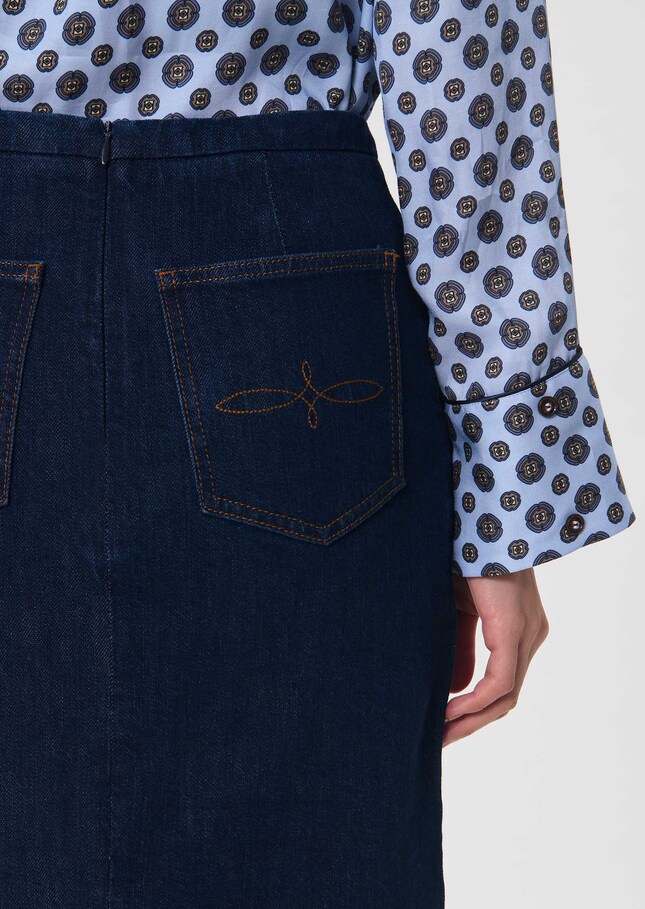 Jane Skirt midi in raw blue denim Brut TARA JARMON CH
