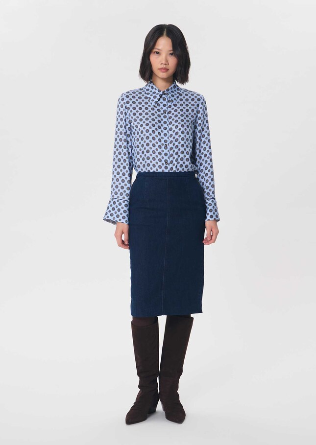 Jane Skirt midi in raw blue denim Brut TARA JARMON CH