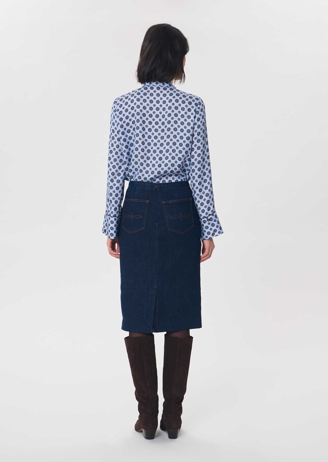 Jane Skirt midi in raw blue denim Brut TARA JARMON CH