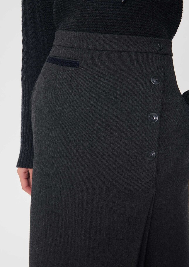 Jolane skirt straight grey with asymmetrical buttonhole Grey TARA JARMON CH