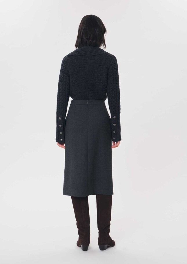 Jolane skirt straight grey with asymmetrical buttonhole Grey TARA JARMON CH