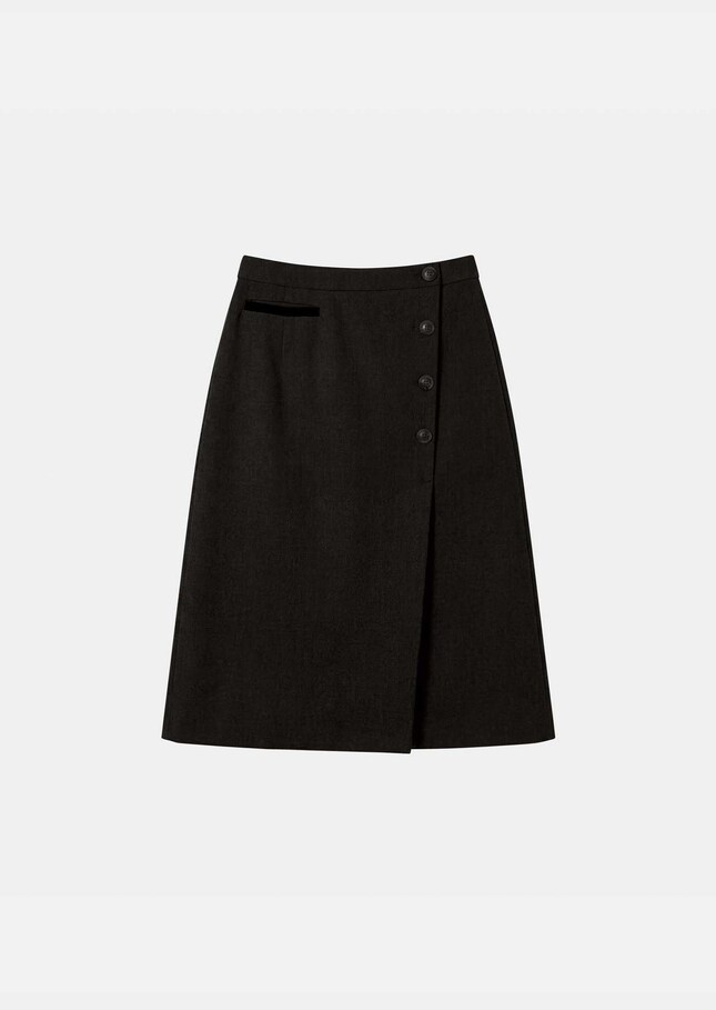 Jolane skirt straight grey with asymmetrical buttonhole Grey TARA JARMON CH