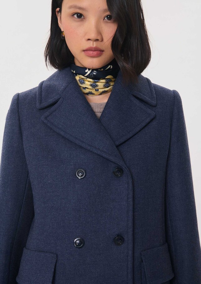 Mylène Coat Double-breasted blue with patch pockets Denim TARA JARMON CH