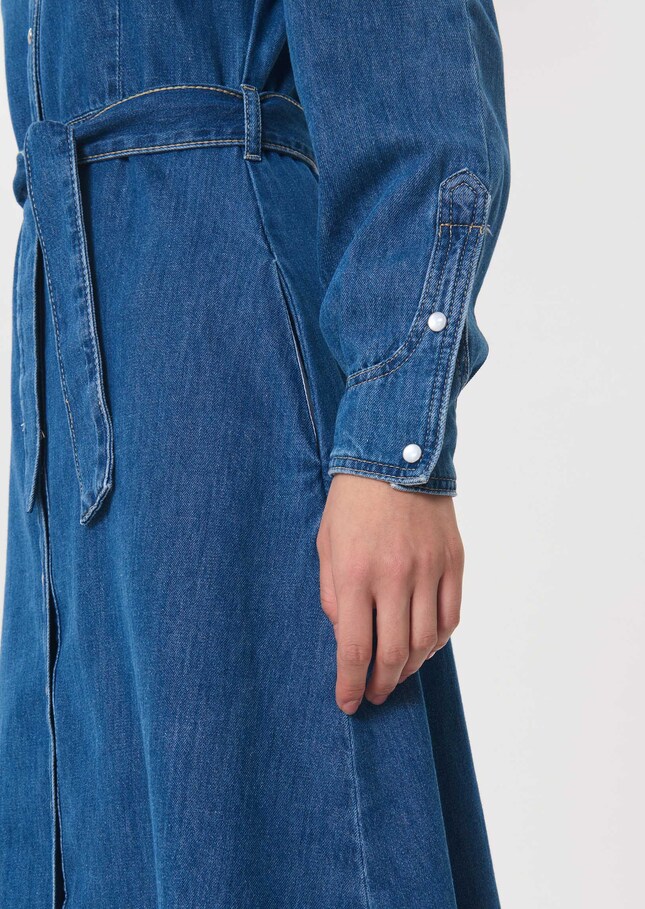 Rodeo Dress long blue denim dress with belt Denim TARA JARMON CH