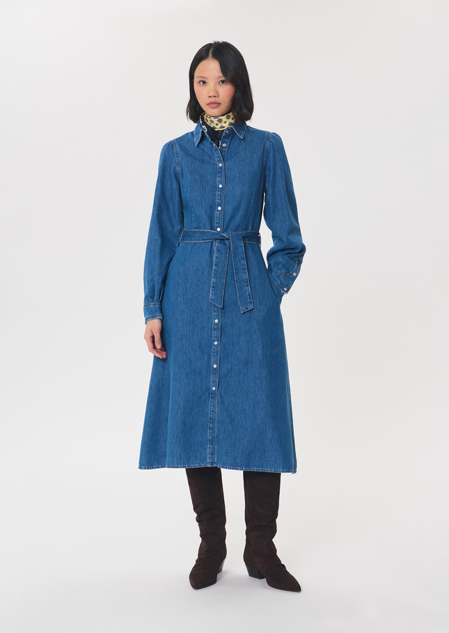 Rodeo Dress long blue denim dress with belt Denim TARA JARMON CH