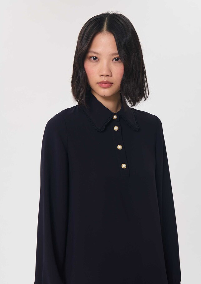 Top Tessy midnight blue with embroidered collar Night TARA JARMON CH